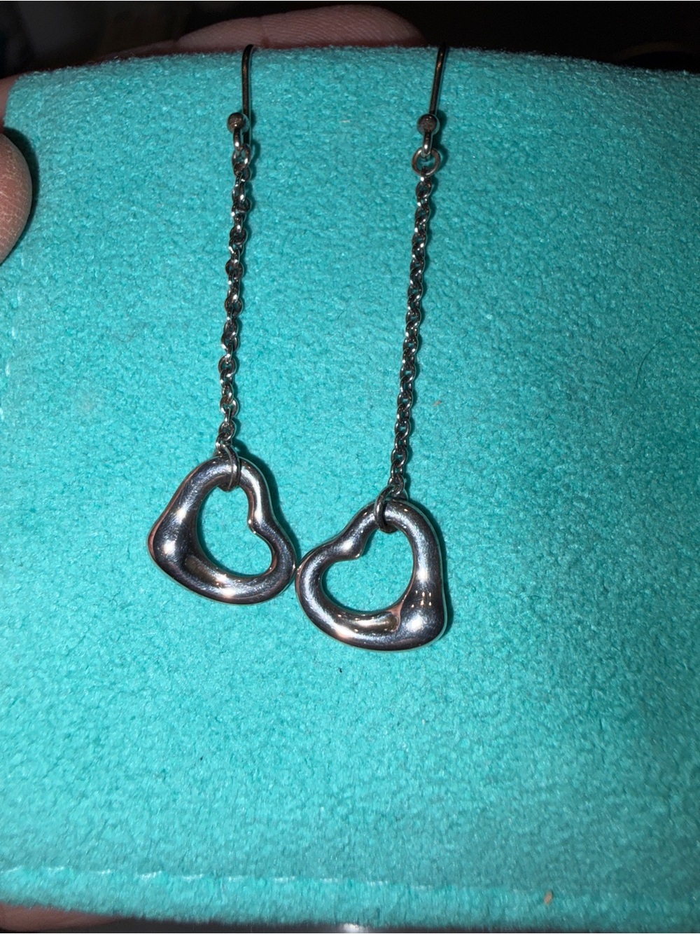 Tiffany & Co Elsa Peretti Open Heart Drop Earrings - Silver - Picture 4 of 5